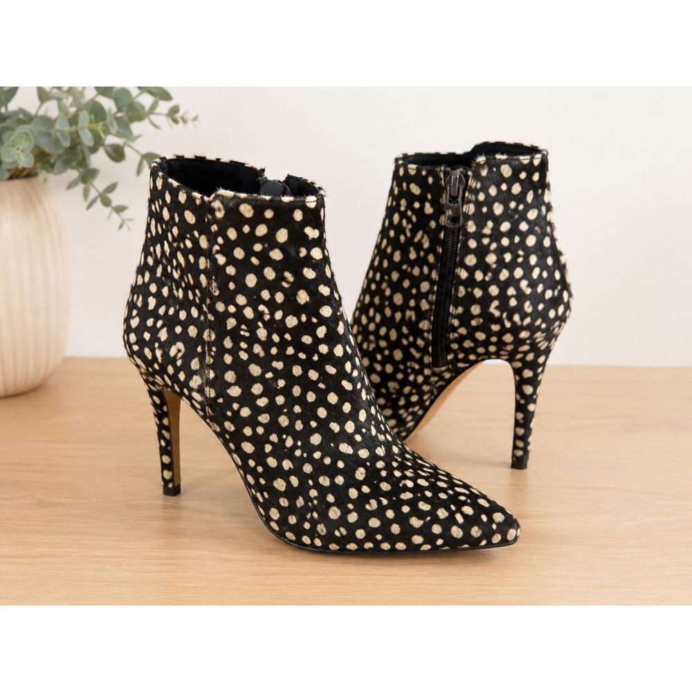 Rosegold Women’s Size 7 Spotted Haircalf Ankle Booties Pointed Toe Stiletto